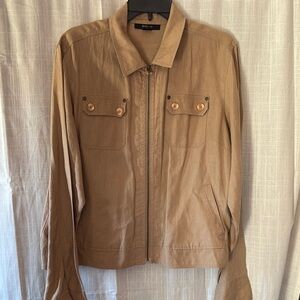 Style & Co 100% Linen Tan Utility Jacket Versatile Design